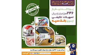 پرداخت بیش از 246 هزار میلیارد ریال تسهیلات تکلیفی از سوی بانک سپه