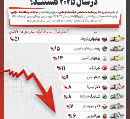 اینفوگرافیک/ کدام ارزها رکورددار سقوط در سال ۲۰۲۵ هستند؟