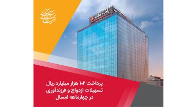 پرداخت 102 هزار میلیارد ریال تسهیلات ازدواج و فرزندآوری توسط بانك ملت در چهارماهه امسال