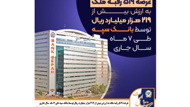 عرضه 519 رقبه ملک به ارزش بیش از 219 هزار میلیارد ریال توسط بانک سپه در سال جاری