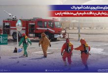 اجرای سناریوی نشت آمونیاك در رزمایش پدافند شیمیایی منطقه پارس