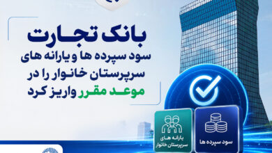 در موعد مقرر ، بانک تجارت سود سپرده‌ها و یارانه‌های سرپرستان خانوار را واریز کرد