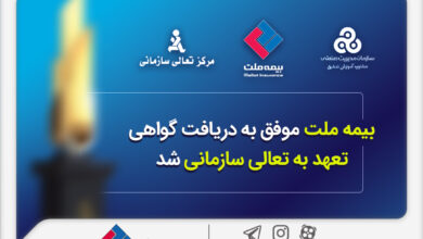 فرهادی پور: کسب این موفقیت زمینه‌ساز دستیابی به سطوح بالاتر تعالی در بیمه ملت است