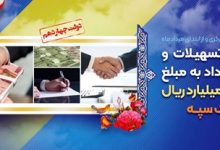 پرداخت تسهیلات و انعقاد قراردادبه مبلغ 343 هزار میلیارد ریال توسط بانک سپه