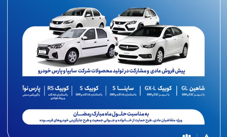 پیش‌فروش عادی و مشارکت در تولید محصولات گروه سایپا از هفته آینده آغاز می‌شود + بخشنامه